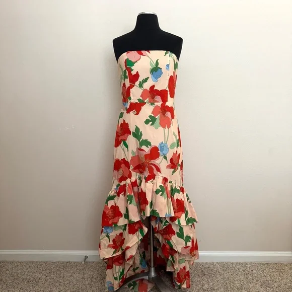 Tukernuck Hyacinth House Red Multi Floral Strapless Malory Dress Size XS - Picture 4 of 10